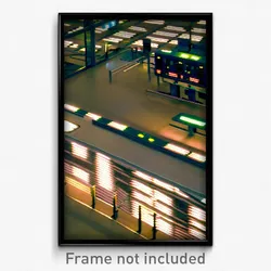 Pixel Art Poster - Distant Stock Trading Floor (8 Bit Video Game Print)