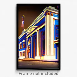Pixel Art Poster - Quaint Courthouse (8 Bit Psychedelic Trippy Video Game Print)