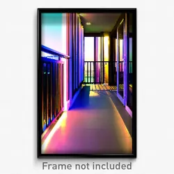 Pixel Art Poster - Electric Balcony (8 Bit Psychedelic Trippy Video Game Print)