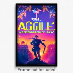 Pixel Art Poster - Agile Independence Day (8 Bit Psychedelic Video Game Print)