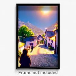 Pixel Art Poster - White Village (8 Bit Psychedelic Trippy Video Game Print)