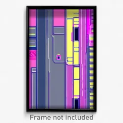 Pixel Art Poster - Flat City (8 Bit Psychedelic Trippy Weird Video Game Print)