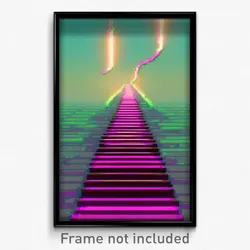 Pixel Art Poster - Glitch Art Causeway (8 Bit Psychedelic Video Game Print)
