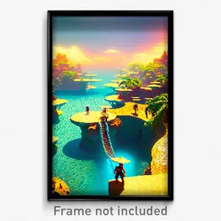 Pixel Art Poster - Showy Lagoon (8 Bit Psychedelic Trippy Video Game Print)