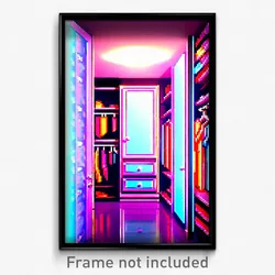 Pixel Art Poster - Dazzling Closet (8 Bit Psychedelic Trippy Video Game Print)