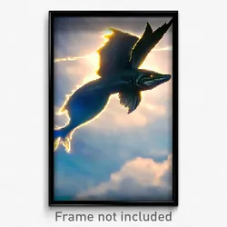 Pixel Art Poster - Flying Pike (8 Bit Psychedelic Trippy Weird Video Game Print)
