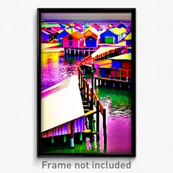 Pixel Art Poster - Multicolored Wharf (8 Bit Psychedelic Video Game Print)