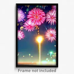 Pixel Art Poster - Sweet Fireworks (8 Bit Psychedelic Trippy Video Game Print)