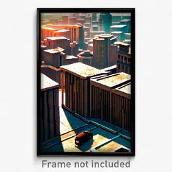 Pixel Art Poster - Concrete Exotic City (8 Bit Psychedelic Video Game Print)