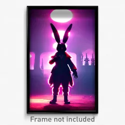 Pixel Art Poster - Haunted Rabbit (8 Bit Psychedelic Trippy Video Game Print)