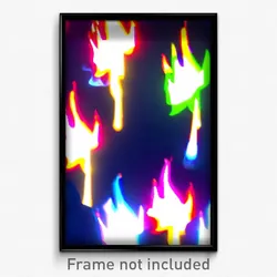 Pixel Art Poster - Colorful Flame (8 Bit Psychedelic Trippy Video Game Print)