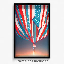 Pixel Art Poster - Warlike Independence Day (8 Bit Psychedelic Video Game Print)