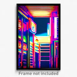 Pixel Art Poster - Realistic Pub (8 Bit Psychedelic Trippy Video Game Print)