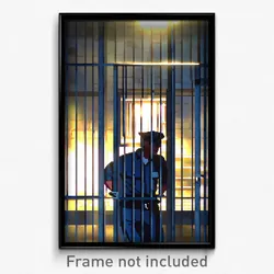 Pixel Art Poster - Nocturnal Jail (8 Bit Psychedelic Trippy Video Game Print)