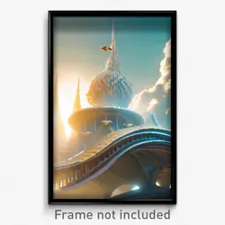 Pixel Art Poster - Flying Architecture (8 Bit Psychedelic Video Game Print)