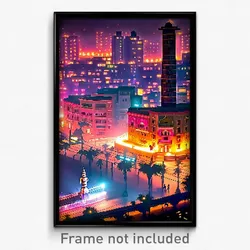 Pixel Art Poster - Creative Indian City (8 Bit Psychedelic Video Game Print)