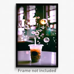 Pixel Art Poster - Drab Bubble Tea (8 Bit Psychedelic Trippy Video Game Print)