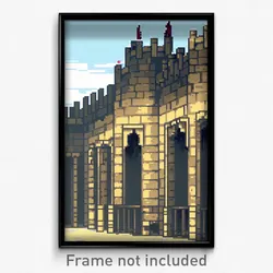 Pixel Art Poster - Dirty Battlements (8 Bit Psychedelic Trippy Video Game Print)