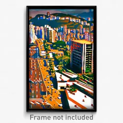 Pixel Art Poster - Bronze Brazilian City (8 Bit Psychedelic Video Game Print)
