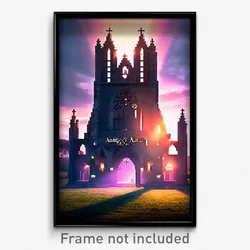Pixel Art Poster - Notable Abbey (8 Bit Psychedelic Trippy Video Game Print)
