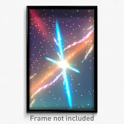 Pixel Art Poster - Simple Galaxy Battle (8 Bit Psychedelic Video Game Print)