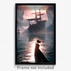 Pixel Art Poster - Angelic Shipwreck (8 Bit Psychedelic Trippy Video Game Print)