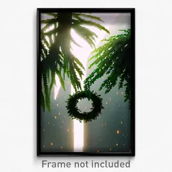 Pixel Art Poster - Leafy Circle (8 Bit Psychedelic Trippy Video Game Print)