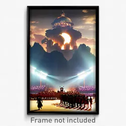 Pixel Art Poster - Majestic Nation (8 Bit Psychedelic Trippy Video Game Print)