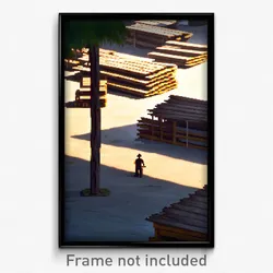 Pixel Art Poster - Lonely Lumber Yard (8 Bit Psychedelic Video Game Print)