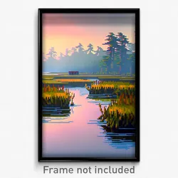 Pixel Art Poster - Homely Marsh (8 Bit Psychedelic Trippy Video Game Print)