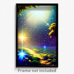 Pixel Art Poster - Starry Glade (8 Bit Psychedelic Trippy Video Game Print)