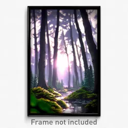 Pixel Art Poster - Silver Forest (8 Bit Psychedelic Trippy Video Game Print)