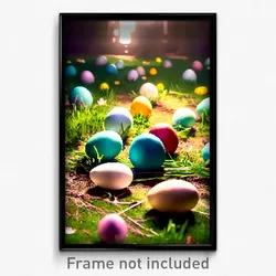 Pixel Art Poster - Calm Easter Eggs (8 Bit Psychedelic Trippy Video Game Print)
