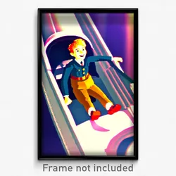 Pixel Art Poster - Animated Landing (8 Bit Psychedelic Trippy Video Game Print)