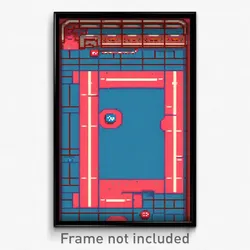 Pixel Art Poster - Digital Wire Frame Board Game (8 Bit Video Game Print)