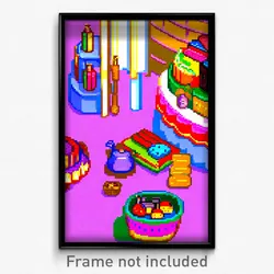 Pixel Art Poster - Colorful Cobbler (8 Bit Psychedelic Trippy Video Game Print)
