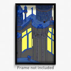 Pixel Art Poster - Blue Fortifications (8 Bit Psychedelic Video Game Print)