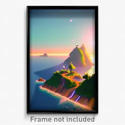 Pixel Art Poster - Small Isle (8 Bit Psychedelic Trippy Weird Video Game Print)