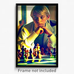 Pixel Art Poster - Thoughtful Chess (8 Bit Psychedelic Trippy Video Game Print)