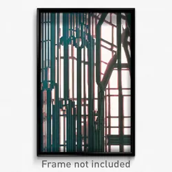 Pixel Art Poster - Digital Wire Frame Futuristic Architecture (8 Bit Print)