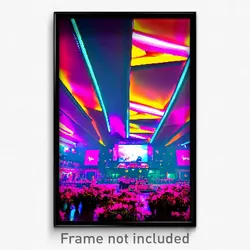 Pixel Art Poster - Vibrant Meeting Place (8 Bit Psychedelic Video Game Print)