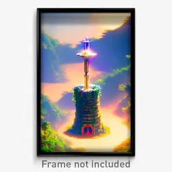 Pixel Art Poster - Tiny Realm (8 Bit Psychedelic Trippy Weird Video Game Print)