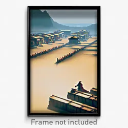 Pixel Art Poster - Distant Encampment (8 Bit Psychedelic Video Game Print)