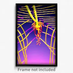Pixel Art Poster - Wire Frame Glitchy Spaghetti (8 Bit Video Game Print)