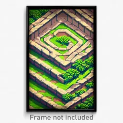 Pixel Art Poster - Square Burrow (8 Bit Psychedelic Trippy Video Game Print)
