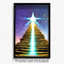 Pixel Art Poster - Starry Ziggurat (8 Bit Psychedelic Trippy Video Game Print)