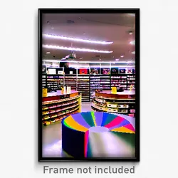Pixel Art Poster - Circular Vinyl Store (8 Bit Psychedelic Video Game Print)