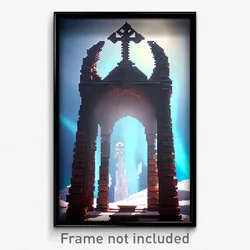 Pixel Art Poster - Arctic Ossuary (8 Bit Psychedelic Trippy Video Game Print)