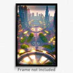 Pixel Art Poster - Circular City (8 Bit Psychedelic Trippy Video Game Print)