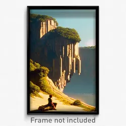Pixel Art Poster - Nocturnal Cliff (8 Bit Psychedelic Trippy Video Game Print)